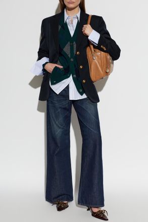Acne Studios Wool Jacket With Open Lapels, Womens, Navy Blue