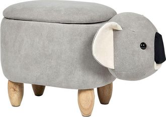 Beliani Beliani - Modern Velvet Stool Grey Upholstery Storage Children Solid Wood Animal Coala