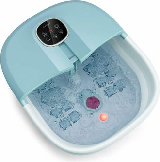 Costway Masajeador Plegable Para Pies Con Calentamiento/cubeta Pediluvio Con Mando, Masaje Con Burbujas, Masaje Con Rodillo, Caja, Piedra P&oacute;mez Y 3 Temperatur