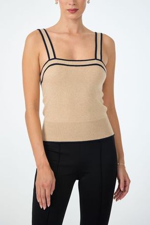 Trina Turk Casady Square Neck Knit Cami in Camel/indigo at Nordstrom, Size X-Small