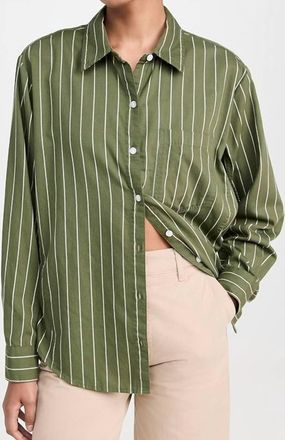 Daze Halle Button Down Top In Green