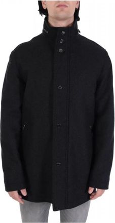 HUGO BOSS Camron Hooded Coat - Heren - Winterjassen - Zwart - 4XL - Wol - Jassen