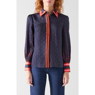 L.k. Bennett Honey Playing Cards Shirt in Navy Multi at Nordstrom, Size 14 Us