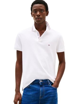 Tommy Hilfiger Mens Short Sleeve Casual Polo Shirts in Regular Fit, Available in Big and Tall, White, XL