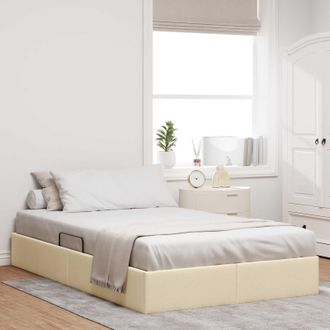vidaXL Vidaxl Letto Ottomano Con Archiviazione Crema 120 X 200 Cm Tessuto