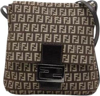 Fendi Pre-owned Cross Body Bags, female, Brown, Size: ONE SIZE Pre-owned Canvas Cross Body Bag