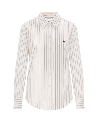 Patrizia Pepe White Striped Cotton Poplin Shirt