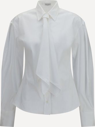 Brunello Cucinelli Camicia in misto cotone con cravatta Woman S