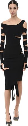 Off-white Black Off Shoulder Knee Length Dress