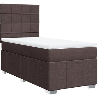 vidaXL Cama Box Spring Con Colch&oacute;n Tela Marr&oacute;n Oscuro 90x190 Cm Vidaxl