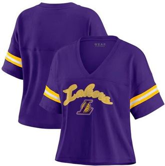 WEAR by Erin Andrews Womens WEAR by Erin Andrews Purple Los Angeles Lakers Plus Size Color Block Boxy V-Neck T-Shirt at Nordstrom, Size 3X