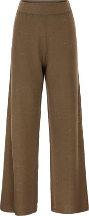 Fabiana Filippi Hose mit weitem Bein aus Baumwoll- und Leinenstrick mit Pailletten