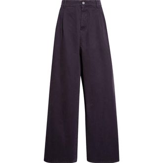 Jil Sander Pleated Cotton Drill Wide Leg Pants in Midnight at Nordstrom, Size 10 Us