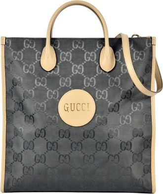 Gucci Gray Nylon Leather Tote Bag (Pre-Owned)