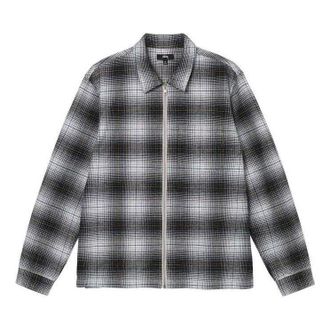 St&uuml;ssy Paul Shadow Plaid Zip Shirt Black White 1110238