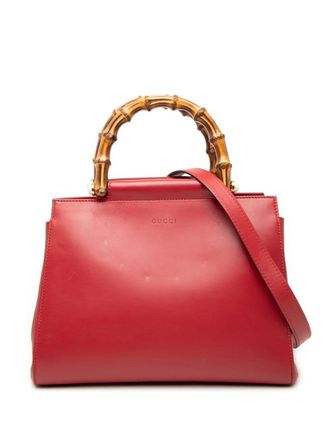 Gucci 2016-2025 Small Leather Bamboo Nymphaea satchel - Red