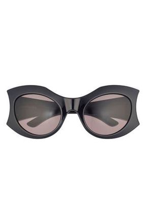Balenciaga 56mm Cat Eye Sunglasses in Black Black Grey at Nordstrom Rack