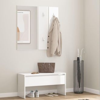 vidaXL Vidaxl - Set De Muebles De Recibidor Madera Contrachapada Blanco Brillo