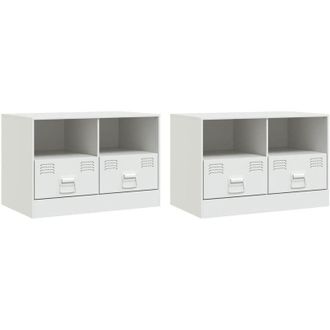 vidaXL Vidaxl - Muebles Para Tv 2 Unidades Acero Blanco 67x39x44 Cm