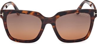 Tom Ford Selby 55mm Square Sunglasses in Vntg Dk Havana/Grad Smk Brown at Nordstrom