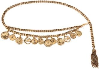 Elisabetta Franchi Riem met Gelaste Kettingen - Dames - Riemen - Geel - XL - Accessoires