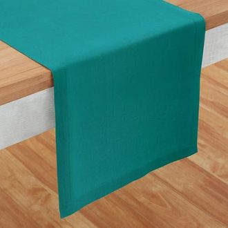 Solino Home Linen Table Runner for Dining Table, Holiday and Everyday Table Decor - Fete in Teal at Nordstrom, Size Xx-Small