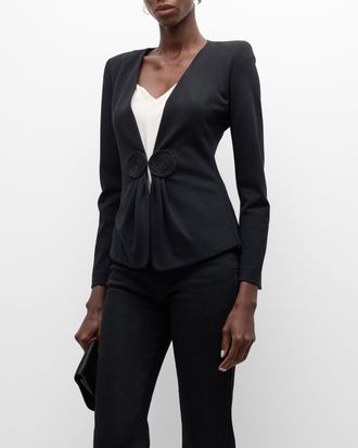 Emporio Armani Gathered Rope-Embellished Milano Jersey Jacket