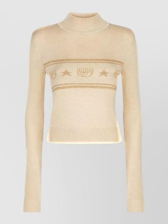 Chiara Ferragni cropped sweater embroidered detail long sleeves