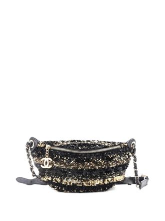 Chanel CC Charm Zip Waist Bag Sequins and Quilted Lambskin belt bag - Zwart