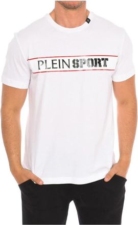 Plein Sport T-shirt met korte mouwen en merkprint - Heren - Sportshirts - Wit - L - Katoen - Fitness
