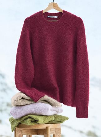 Contemporaine Womens Loose fuzzy alpaca wool sweater