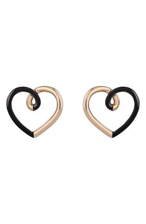 Bea Bongiasca Two-Tone Heart Earrings in Black at Nordstrom