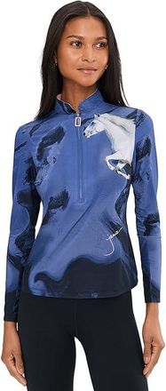 Jamie Sadock Spirit Print Long Sleeve Sunsense 1/4 Zip Top Womens Clothing Slate Purple : 2XL, Polyester/Spandex