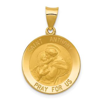 Diamond2Deal 14k Yellow Gold Saint Anthony Medal Hollow Pendant