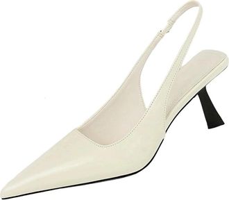 Generic Women Patent Leather Kitten Heel Sandals Summer Casual Back Strap Hollow Dress Shoes White