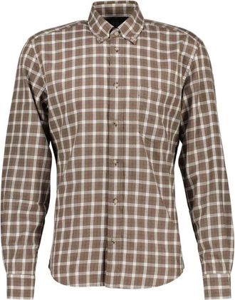 HUGO BOSS Liam Button-Down Shirt - Heren - Casual Overhemden - Bruin - S - Katoen - Overhemden