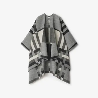 Burberry Colour Block Check Wool Cape