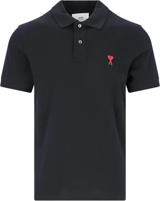 Ami Classic Collar Organic Cotton Polo Shirt With Embroidered Logo