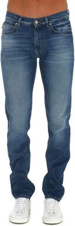 Versace Mens Blue Cotton Straight-Leg Jeans Clothing