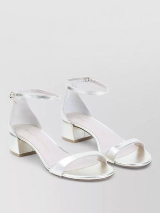 Stuart Weitzman nudist block 35 leather heel sandals