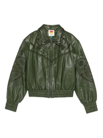 Farm Rio Richelieu Heart embroidered jacket - Green