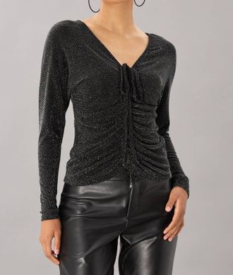 Lola & Sophie Shimmer Scrunch Top In Black