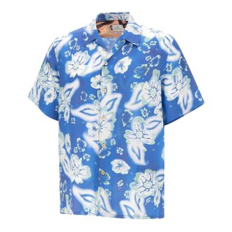 Paul Smith Short Sleeve Shirts, male, Blue, Size: XL Floral Print Shirt