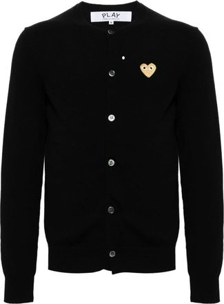 Comme Des Garçons heart-patch wool cardigan - unisex - Wool - S - Black