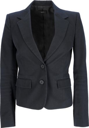 Joseph Joseph Pre-owned Womens Single-Breasted Blazer with Pockets in Navy Blue Cotton Wool - Size EU 42 (Womens)