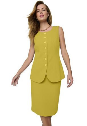 Jessica London Sleeveless Vest And Skirt Suit in Golden Citrus at Nordstrom, Size 16