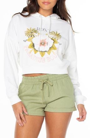 Roxy Breakwater Crop Graphic Hoodie in Cloud Dancer at Nordstrom, Size Xx-Large