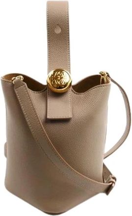 Loewe Pre-owned Pebble Bucket Mini Soft Grain Calf 2way Bag - Dames - Vintage Schoudertas - Beige - ONE Size - Leer - Vintage