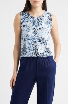 Anne Klein Pleated Shell in Crisp White Multi at Nordstrom, Size X-Large