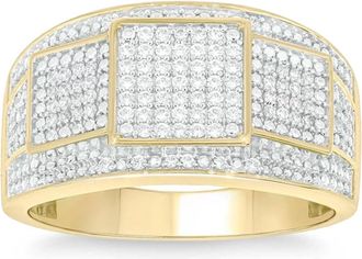Pompeii3 1Ct TW Diamond Mens Ring 10k Yellow Gold 12mm Wide